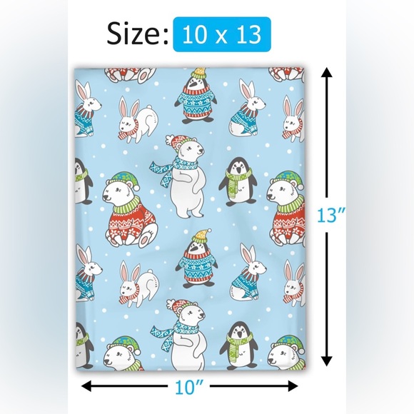 Christmas Animals 20 Poly Mailers pack of 20 size 10 x 13 multi color - Picture 4 of 4